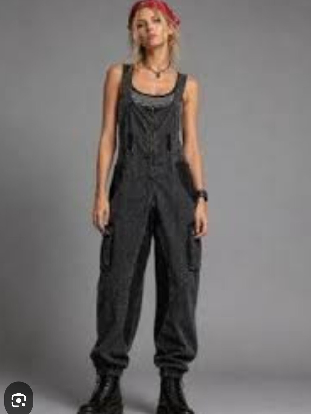 Pre Loved Free People Fast Track Washed Black Denim Overalls Jumpsuit X Small